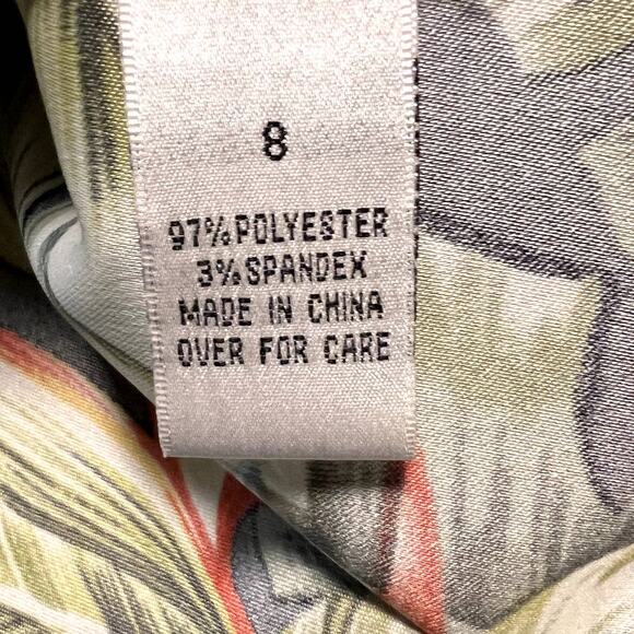 Dressbarn Tropical Palm Leaves Floral Sheath Dress Size 8 Multicolor Stretchy - Picture 10 of 12